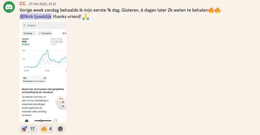 Resultaat student: van eerste 1k-dag naar een 2k-dag zes dagen later
