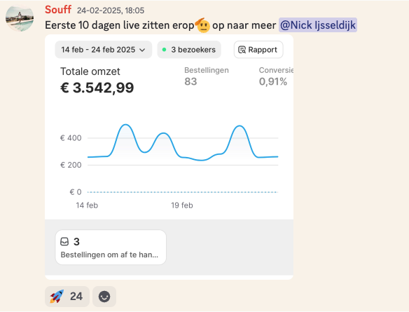 Resultaat student Souff: 3.542 euro in de eerste tien dagen live